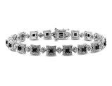 2.00 Carat (ctw) Black and White Diamond Tennis Bracelet in Sterling Silver (7.5 Inches)