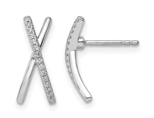 1/8 Carat (ctw) Diamond X Post Earrings in Sterling Silver