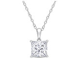 3.00 Carat (ctw) Lab-Created Moissanite Princess-Cut Solitaire Pendant Necklace in Sterling Silver with Chain (8mm)