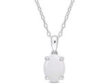 1.00 Carat (ctw) Opal Solitaire Oval Pendant Necklace in Sterling Silver with Chain