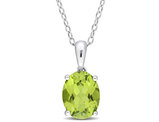 1.90 Carat (ctw) Peridot Solitaire Oval Pendant Necklace in Sterling Silver with Chain