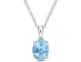 2.50 Carat (ctw) Blue Topaz Solitaire Oval Pendant Necklace in Sterling Silver with Chain