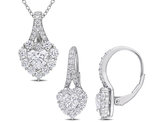 3.90 Carat (ctw) Synthetic Moissanite Heart Pendant and Earrings Set in Sterling Silver