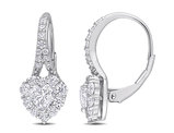 1.95 Carat (ctw) Synthetic Moissanite Heart Leverback Earrings in Sterling Silver