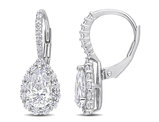 2.60 Carat (ctw) Synthetic Moissanite Drop Leverback Earrings in Sterling Silver