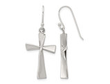 Sterling Silver Polished Twist Cross Dangle Earrings