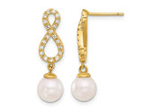 14K Yellow Gold Akoya Pearl Infinity Earrings with Diamonds
