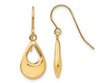 14K Yellow Gold Polished Teardrop Dangle Earrings