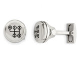 Stainless Steel Polished Enameled Stick Shift Cufflinks