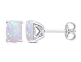 1.40 Carat (ctw) Lab-Created Opal Octagon Solitaire Earrings in Sterling Silver