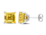 4.86 Carat (ctw) Citrine Princess-Cut Solitaire Stud Earrings in Sterling Silver