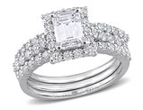 2.10 Carat (ctw) Synthetic Moissanite Bridal Engagement Wedding Ring Set in Sterling Silver