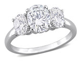 2.25 Carat (ctw) Lab-Created Three-Stone Moissanite Engagement Ring in Sterling Silver