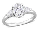 1.75 Carat (ctw) Lab-Created Three-Stone Moissanite Engagement Ring in Sterling Silver