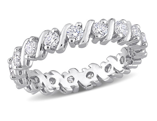 1.05 Carat (ctw) Lab-Created Moissanite Anniversary Eternity Ring Band in Sterling Silver