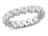 1.05 Carat (ctw) Lab-Created Moissanite Anniversary Eternity Ring Band in Sterling Silver