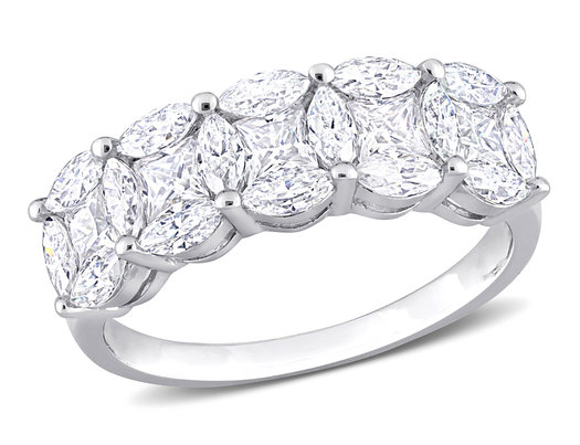 2.50 Carat (ctw) Lab-Created Marquise and Princess Moissanite Anniversary Ring Band in Sterling Silver