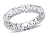 3.40 Carat (ctw) Lab-Created Moissanite Heart Anniversary Eternity Ring in Sterling Silver