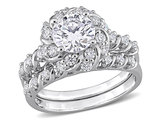 1.90 Carat (ctw) Synthetic Moissanite Bridal Engagement Wedding Ring Set in Sterling Silver