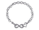1/10 Carat (ctw) Diamond Infinity Heart Bracelet in Sterling Silver