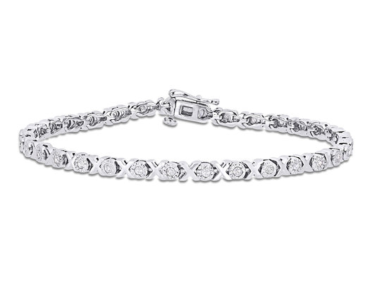 9/10 Carat (ctw) Diamond XO Tennis Bracelet in Sterling Silver