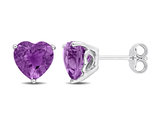 3.34 Carat (ctw) Amethyst Heart-Shape Solitaire Stud Earrings in Sterling Silver