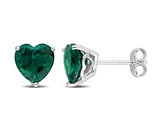 3.00 Carat (ctw) Lab-Created Emerald Heart-Shape Solitaire Stud Earrings in Sterling Silver