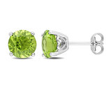 4.00 Carat (ctw) Peridot Solitaire Stud Earrings in Sterling Silver