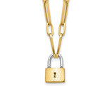 14K Yellow Gold Fancy Link with Lock Necklace (Chain 18.25 Inche)