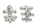 Men's Fleur De Lys Polished Cuff Links in Stainless Steel