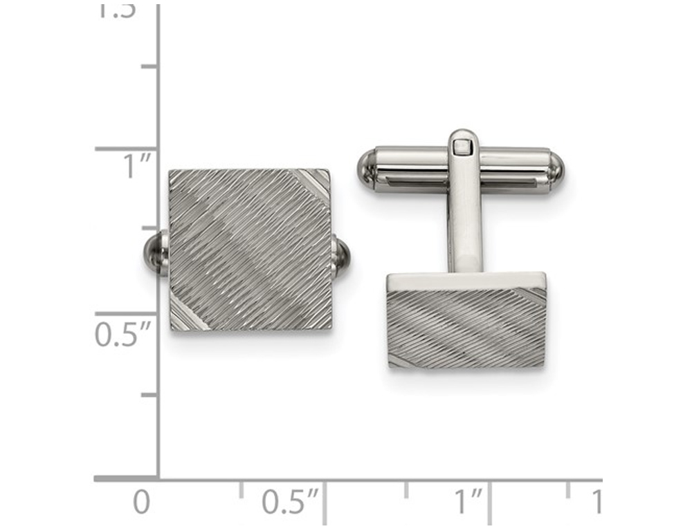 Mens Textured Square Cuff Links in Stainless Steel - Photo 2/3