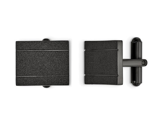 Men's Black Plated Laser-Cut Cuff Links in Stainless Steel