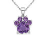 1.62 Carat (ctw) Amethyst Paw Charm Pendant in Sterling Silver with Chain