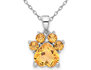1.55 Carat (ctw) Citrine Paw Charm Pendant in Sterling Silver with Chain
