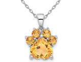 1.55 Carat (ctw) Citrine Paw Charm Pendant Necklace in Sterling Silver with Chain