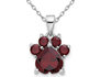 2.28 Carat (ctw) Garnet Paw Charm Pendant in Sterling Silver with Chain