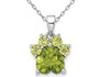 1.95 Carat (ctw) Peridot Paw Charm Pendant in Sterling Silver with Chain