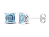 2.76 Carat (ctw) Blue Topaz Princess-Cut Solitaire Stud Earrings in Sterling Silver