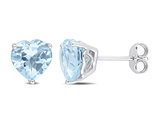 4.00 Carat (ctw) Blue Topaz Heart-Shape Solitaire Stud Earrings in Sterling Silver