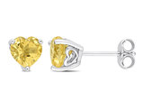 1.44 Carat (ctw) Citrine Heart-Shape Solitaire Stud Earrings in Sterling Silver