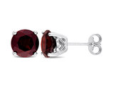 4.00 Carat (ctw) Garnet Solitaire Stud Earrings in Sterling Silver (6mm)