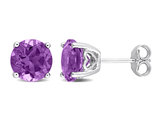 3.00 Carat (ctw) Amethyst Solitaire Stud Earrings in Sterling Silver (6mm)