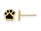 14K Yellow Gold Polished Paw Print Post Earrings