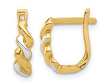 14K Yellow and White Gold Twist Hoop Earrings 