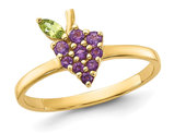 3/10 Carat (ctw) Amethyst and Peridot Grape Ring in 14K Yellow Gold