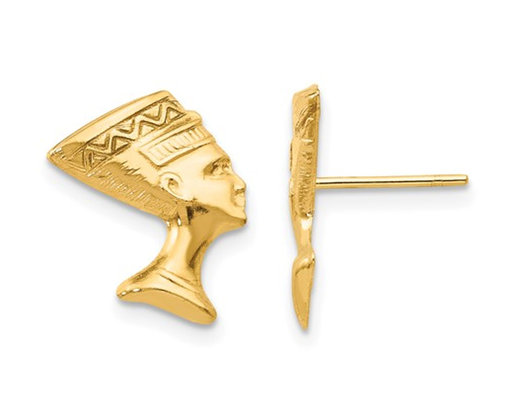 10K Yellow Gold  Egyptian Nefertiti Charm Post Earrings