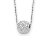 14K White Gold Round Moving Bead Ball Pendant Necklace with Chain (18 Inches)
