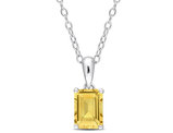 1.12 Carat (ctw) Citrine Emerald-Cut Pendant Necklace in Sterling Silver with Chain