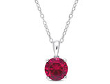 2.40 Carat (ctw) Lab-Created Round Ruby Solitaire Pendant Necklace in Sterling Silver with Chain