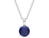 2.40 Carat (ctw) Lab-Created Blue Sapphire Solitaire Pendant Necklace in Sterling Silver with Chain